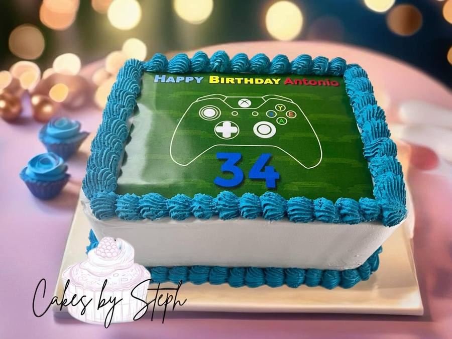 Video game controller birthday sheet cake by Cakes by Steph, Leesburg VA