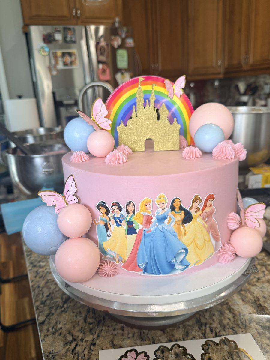 Personalized Sweet 16 celebration cake with gold accents by Cakes by Steph
